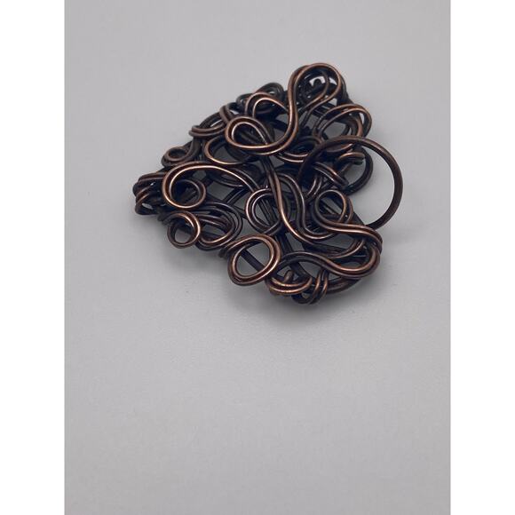 Antiqued Handmade Copper Wire Chaos Style Dainty Heart Pendant - Picture 3 of 6